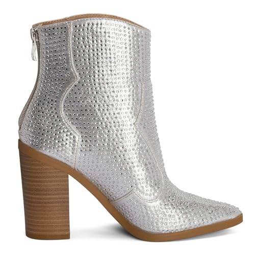 Chariot & Co Wyatt Sparkly Cowgirl Boots for Women – Silver, Gold, Black Western Ankle Booties with Rhinestones – Bedazzled Cowboy Boots 3.25” Heel4