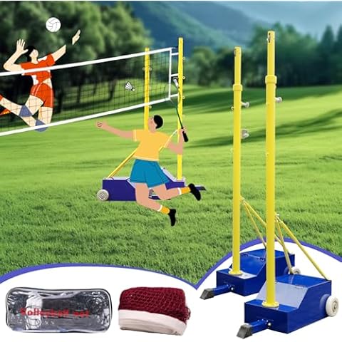 Volleyball Net for Backyard,Volleyball Net Outdoor,Portable Volleyball/Badminton Pole & Nets Adjustable Height Volleyball Net Stand with Poles, Badminton Net Set for Indoor Outdoor Cover