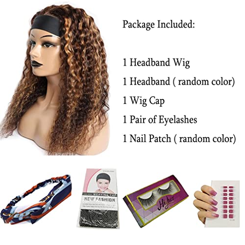 Image of Ombre Headband Wig Human Hair Deep Wave 4 /27 Highlight Glueless Wigs 14Inch