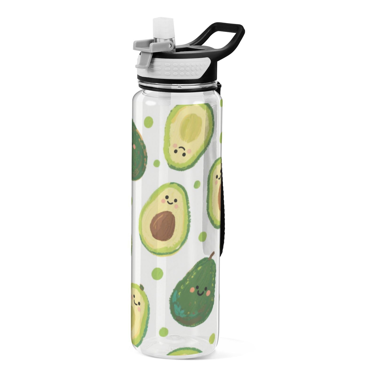 Bouteille d'eau transparente avocat mignon pour embellir le quotidien