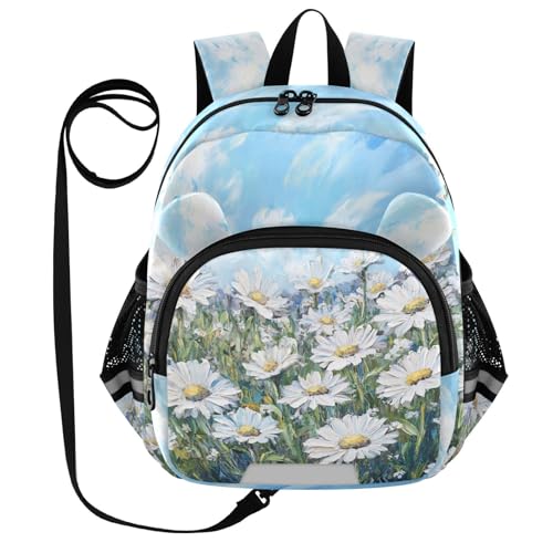 Flower Field Toddler Harness Backpack for Boys Girls 3-6 Years Kids Backpack with Anti Lost Safety Leash Child Leash Backpack for Travel Preschool Walking