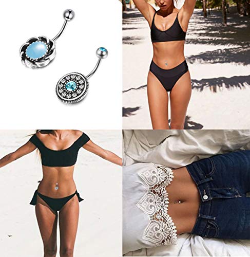 Fibo Steel 12 Pcs 14G Stainless Steel Belly Button Rings For Women Navel Barbell Body Jewelry Piercing #TOP6