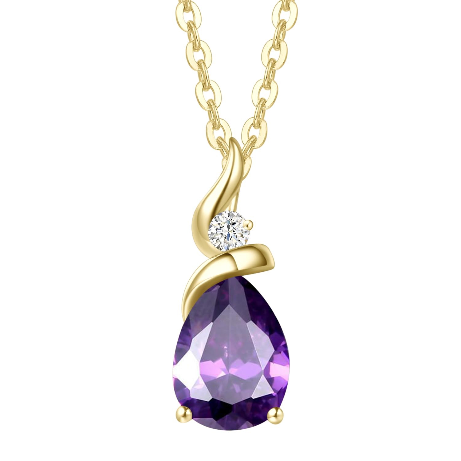 Pendentif aigue-marine or jaune anti-ternissement diamant véritable collier femme