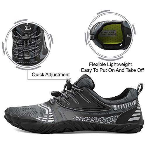 L-RUN Womens Mens Water Shoes Barefoot Swim Shoes Quick Dry Aqua Water Socks Reef Shoes Grey M US (Women 9, Men 7.5)=EU404