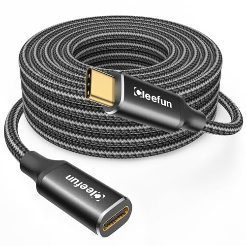 CLEEFUN USB C Extension Cable 3m,New USB 3.2/5Gbps 4K Video 100W C to C Fast Charging & Sync Nylon Male to Female Extender Cord for iPhone 17 16 15 + pro,MacBook iPad/Pro,Galaxy S25 S24 S23,USB-C Hub