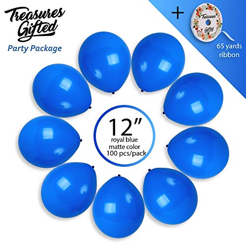 Treasures Gifted Matte Royal Blue Balloons - Premium Navy Blue Balloons - Blue Balloons 12 Inch - Blue Latex Balloons - Large Navy Balloons - Dark Blue Balloons - Blue Balloons 100 Kit #TOP1