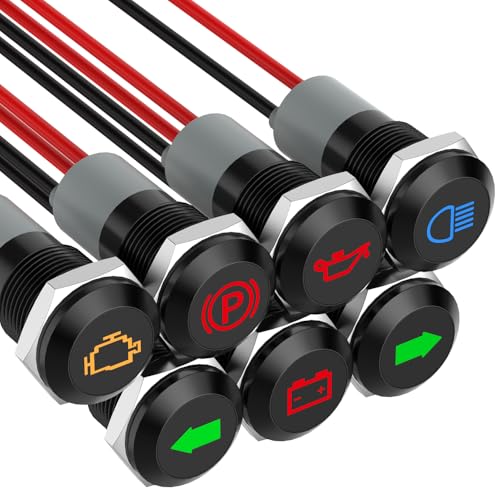 Malictele Indicator Light, 12V LED Small Indicator Light Waterproof 1/2