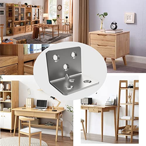 Image of Silver Stainless Steel Corner Bracket,Joint Right Angle Bracket,L Shape Heavy Duty Metal Corner Brace Shelf Supporter for Wood Aufuga (20, 1.5x1.2x1.2)