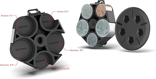 Miniatura 5 de ljhnba Caja de almacenamiento de monedas de plástico con 5 compartimentos para organizador de cambio de coche para caja de retención de cuartos