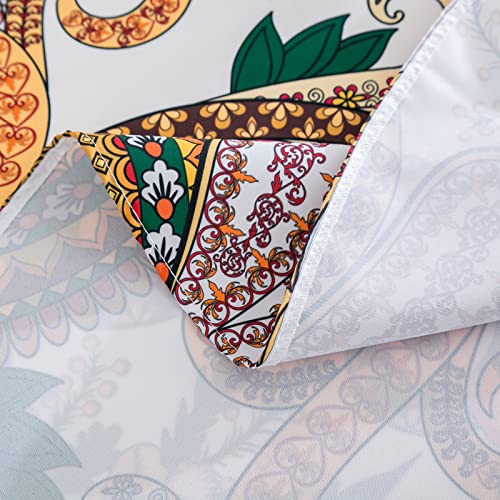 Qicho Vintage Floral Tablecloth Paisley Pattern Oriental Elements Round Table Cover Water And Stain Resistant Washable Polyester Table Cloth 60 Inch #TOP7