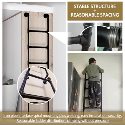 Escalera de emergencia de hierro forjado negro CAM para ventanas de sótano de 4 a 8 pies 6