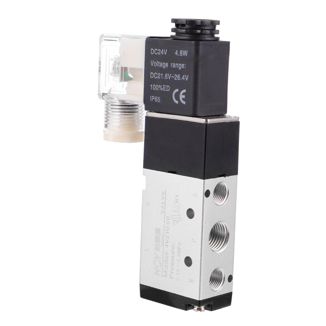 4v210-08 Single Coil Solenoid Valve 2 Position 5 Way Electrical Pneumatic Air Control Valve Dc24v for Compressor Accessories