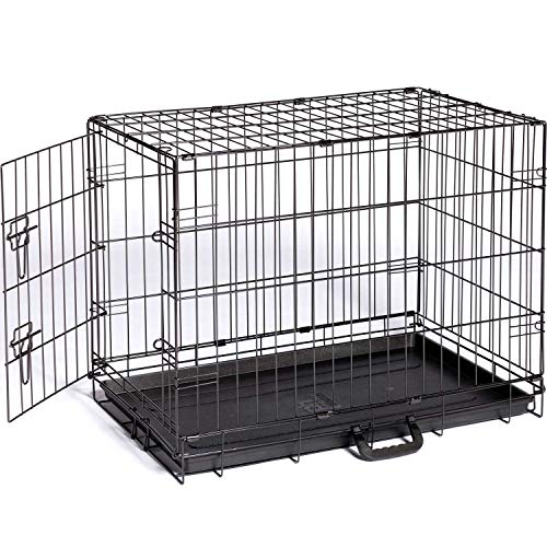 Image of Prevue Pet Products Home On-The-Go Single Door Dog Crate - S, Black | Small Collapsible Dog Cage for Travel, Indoor and Outdoor Use, Foldable Kennel Design, Deep Plastic Pan
