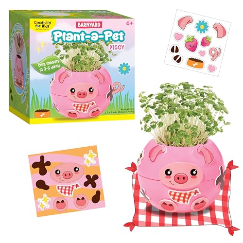 Creativity for Kids Plant-a-Pet Barnyard Pig Kit | Green Thumb Summer Crafts for Kids | Decorate Plant & Grow Your Own Pet | Chia Seed Gardening Craft | Screen-Free Kids Activity (Ages 6+)