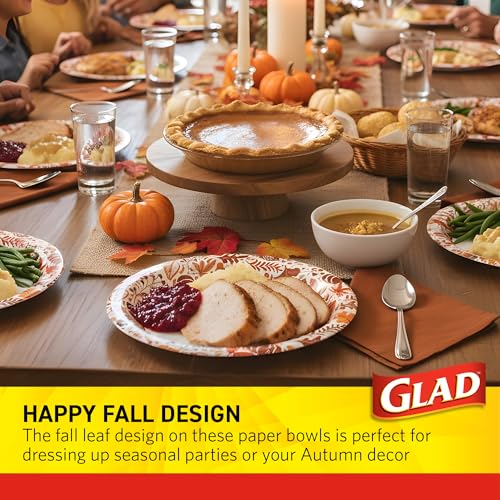 Image of Glad Disposable Paper Plates, Happy Fall Design, 10 Inch, 50 Count, 6-Pack