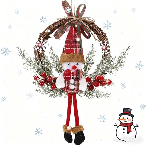 Weihnachten Deko Türkranz, 35cm Weihnachtskranz Schneemann, Türkranz...
