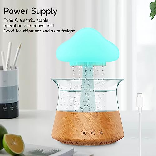 MOREASE Rain Cloud Humidifier, Regen Pilz Lampe mit Wasser, Regenwolken Luftbefeuchter mit 7 Farben LED- Lichtern, Air Diffuser Regenpilz Rain Lamp Regengeräusche für Räume Kinderzimmer Zuhause (Weiß)-5