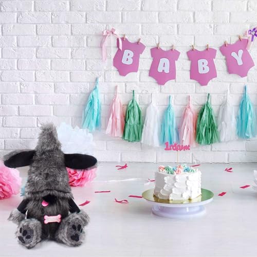FANSHINUO Schwarzer Hund Zwerge Modell Plüschfigur Puppen stehend sitzend skandinavisch schwedische Tomte Skulptur Figur Party Decors Plüsch Hund Zwerge Figur
