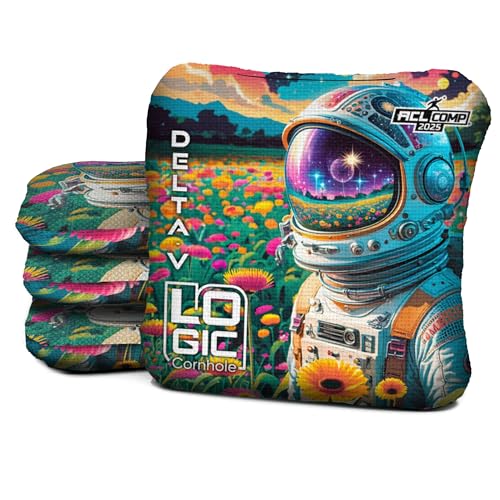 Logic Cornhole Bags, Astro Meadow Design, ACL PRO Approved, Multiple Series, Regulation Size and Weight (Delta-V)