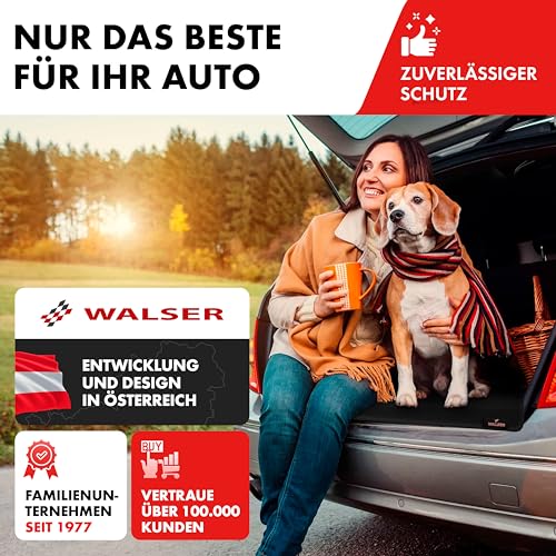 WALSER Kofferraumdecke Cäsar, Kofferraummatte mit Seitenschutz, Universeller Kofferraumschutz Hund, Auto-Hundedecke, Wasserabweisende Kofferraummatte, Schwarz