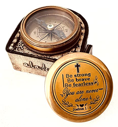 Religiöse Geschenke für Männer - Be Strong Be Brave | Gravierter Kompass Bibelschrift Gott christliche Geschenke für Teenager Jungen Kommunion, Taufe, Konfirmation, Geburtstag, für Kinder (Joshua 1:9) Cover