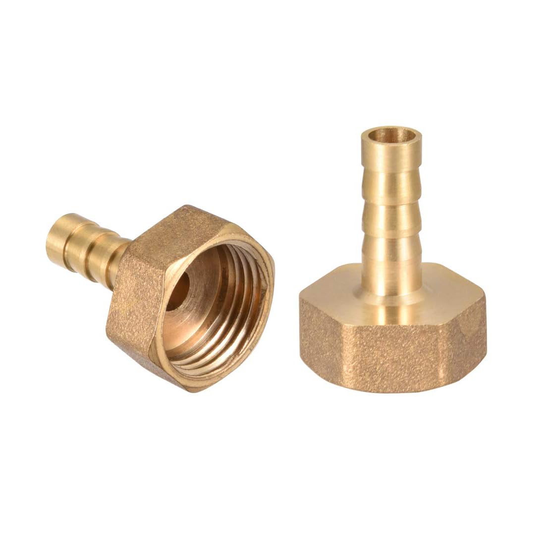 Brass Barb Hose Fitting Coupler, 8mm Barb G1/2 Female Thread Pipe Fitting Adapter, Hose Pipe Barb Tail Connector for Garden Plumbing Air Water Oil - 2PCS