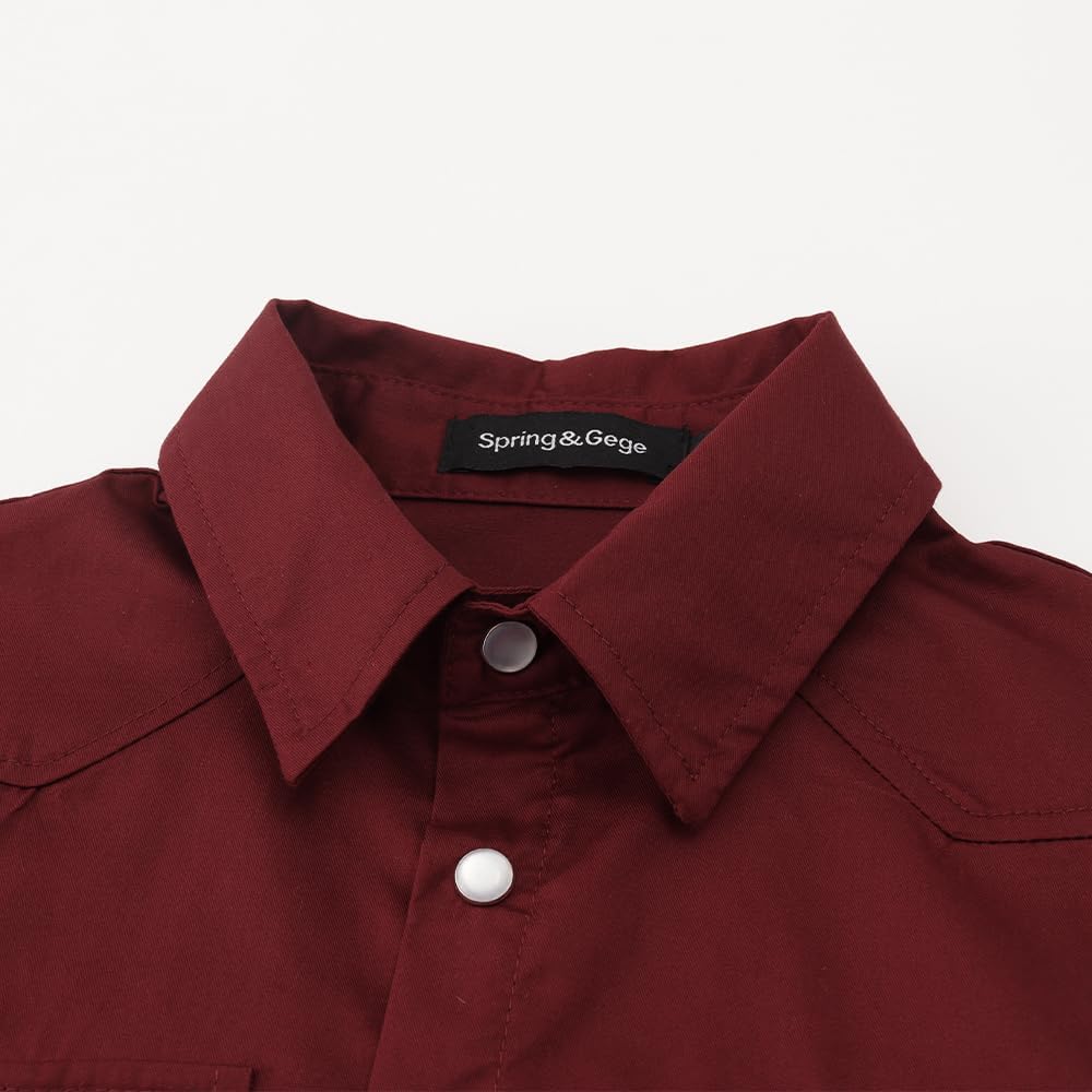 Spring&Gege Boys' Long Sleeve Western Cowboys Pearl Snap Button Down Shirts (5-14 Years) - Image 4