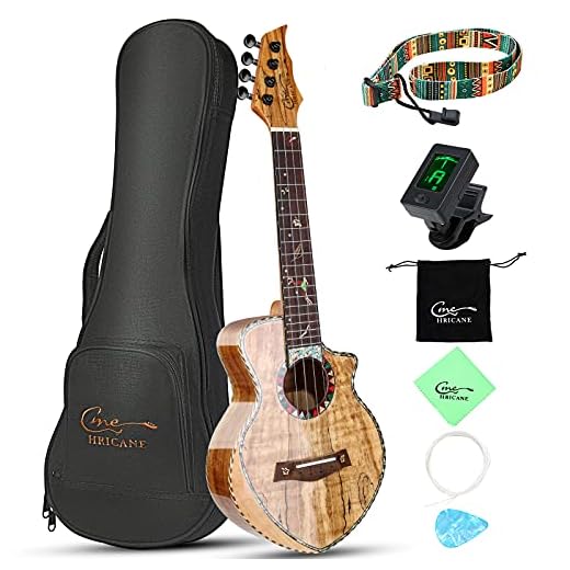 Hricane Ukelele de concierto de arce de alta calidad, ukelele profesional liso brillante ultra fino Hawái Ukele Concierto Instrumentos musicales de concierto de 23 pulgadas con estuche