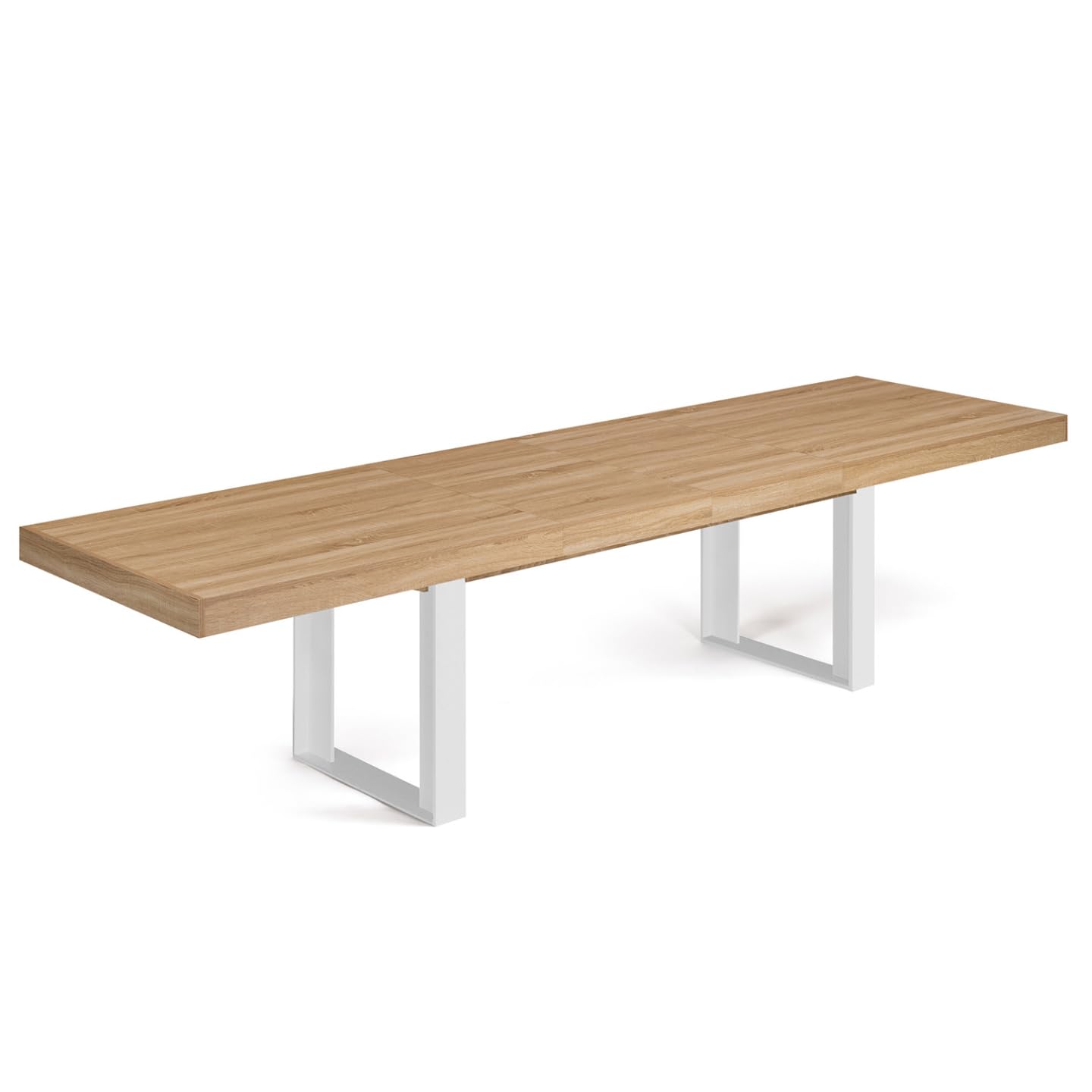 IDMarket - Table à Manger Extensible Rectangle Phoenix 6-​12 Personnes Bois et Blanc 200-​300 cm