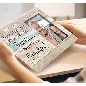   SRADMO-Theres-This-Boy-Who-Stole-My-Heart-and-He-Calls-Me-Grandpa-108-inch-Wooden-Tabletop-Photo-Frame-for-Grandson-Birthday-Gift