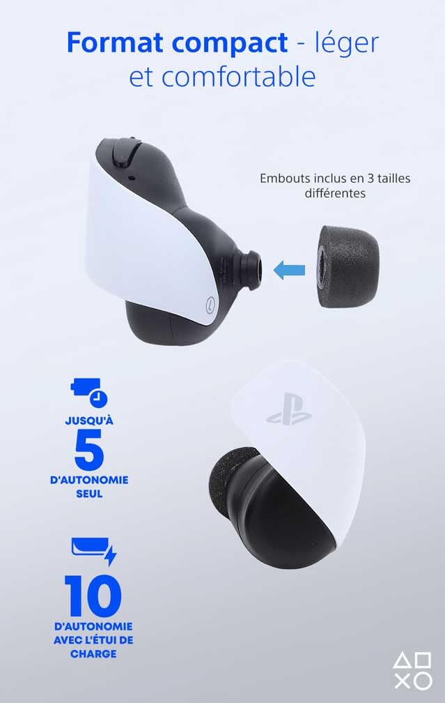 Playstation Sony, Écouteurs sans Fil Pulse Explore, Compatible 5, PC, Mac et Smartphones, Bluetooth, Double Connectivité, Réduction de Bruit, 10h d’Autonomie, Couleur : Blanche