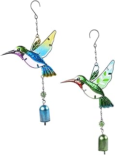 Yardenfun 2 Pçs Sinos De Vento De Beija-Flor Decoração Retrô Sinos De Vento De Vidro Decoração De Casa Ao Ar Livre Sinos De Vento De LED Sinos De Vento Animais Carrilhão De Vento Animal