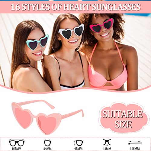 Kingdder 16 Pack Heart Sunglasses Bachelorette Bride Vintage retro Rimmed Heart Sunglasses for Women Wedding Party2