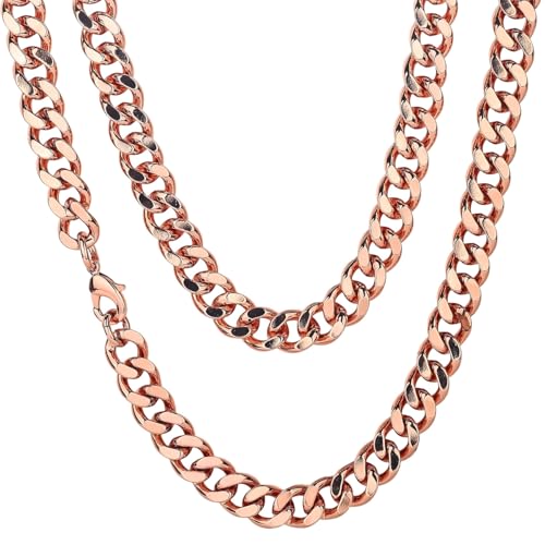 Heavenly Metals Copper Necklace for Men & Women – 99.9% Pure Copper Cuban Link Chain – 5mm, 7mm, 9mm, 12mm Width – 18" to 26" Length – Gift Box Included – USA Brand by Heavenly Metals - Used condition - US$28.71