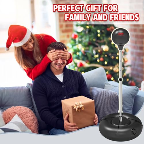 Punching Bag with Stand for Adults and Teens, Height Adjustable, Speed Bags for Boxing with Hand Pump and 4 Elastic Cords, Boxing Punching Bag for Training, Stress Relief and Fitness