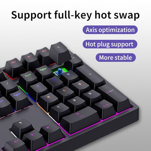 Zunate Mechanischer Nummernblock, 34 Tasten, Kabelgebundener USB-C-Ziffernblock, RGB-Hintergrundbeleuchtung, Blaue Schalter, Externe Numpad-Tastatur für Laptop-Desktop-PC, für Wins, (Black)