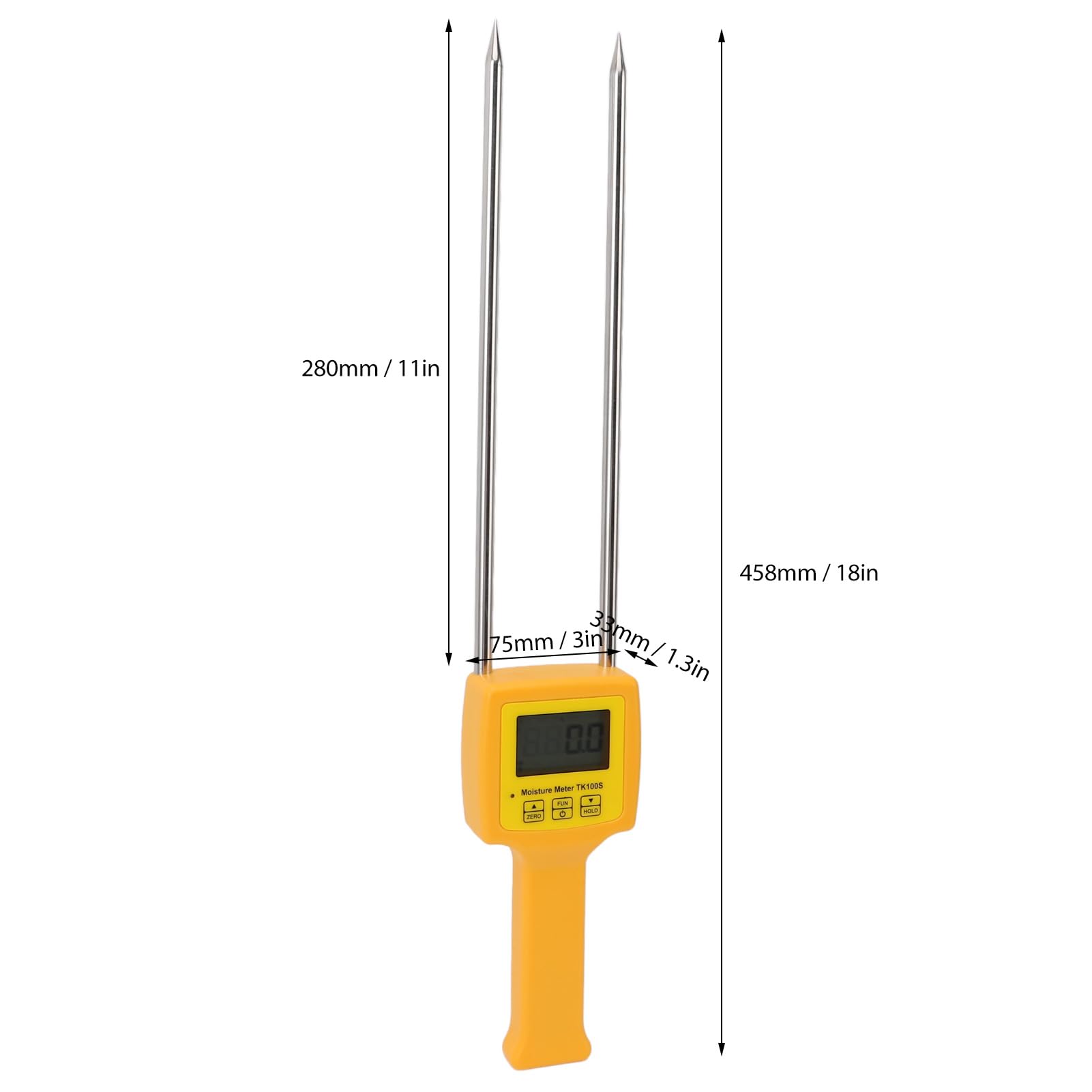Generic Misuratore di umidità per Cereali Tester Portatile Accurato con Display LCD Retroilluminato per il Monitoraggio dello Stoccaggio dei Cereali Sonda da 11 Pollici