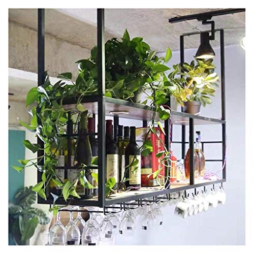 Rangement d'armoire suspendue en bois et fer forgé pour verres
