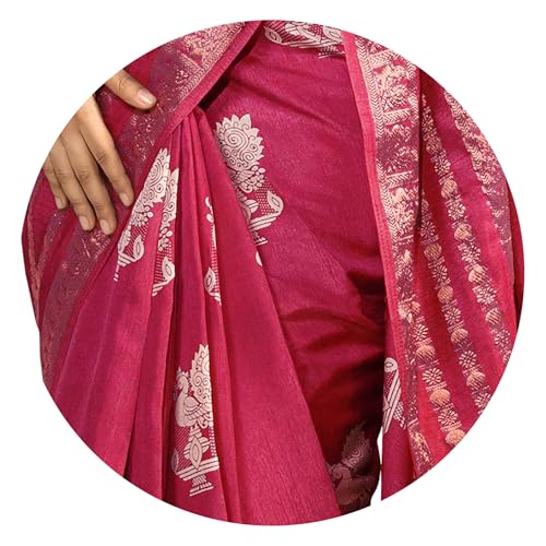Image of MIRCHI FASHION Women Saree Cotton Silk Peacock Printed | Traditional Motif Ethnic Sari for Farewell and Ceremonies with Blouse Piece