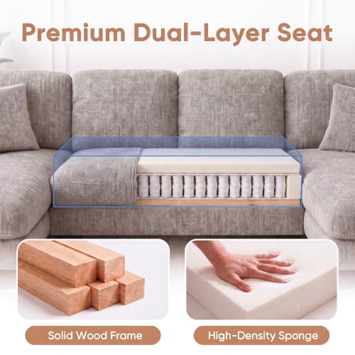 Homall 105" U-Shaped Sectional Couches, Sofa Couch with Double Chaise, Grey - Image 4