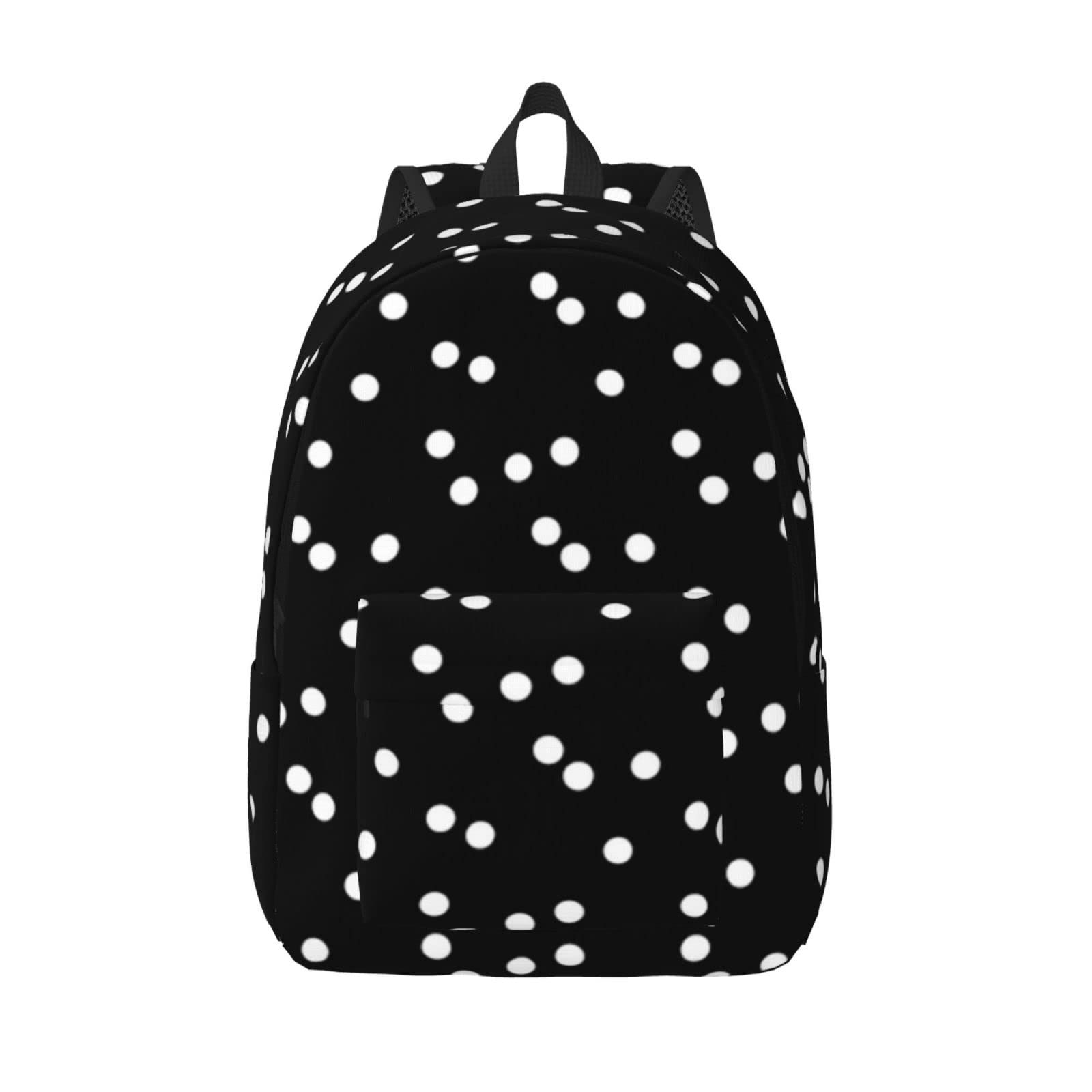 YTORA Black White Polka Dots Double Layers Lightweight Fashion Casual Laptop Backpack For For Men And Women, Travel Backpack, Black, S, Travel Backpacks