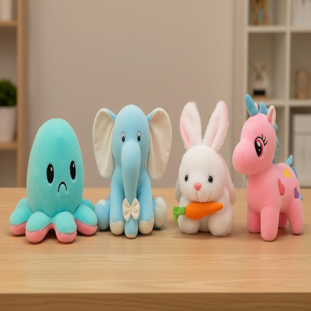Pack of 4 Elegant Soft Toys Combo Set (Blue Appu-Optopus-Rabbit-Pink Unicorn)-image-19
