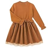 ALISISTER baby-girls Tutu Long Sleeve Fall Winter Sweater Dress, 05 Brown, 2-3T