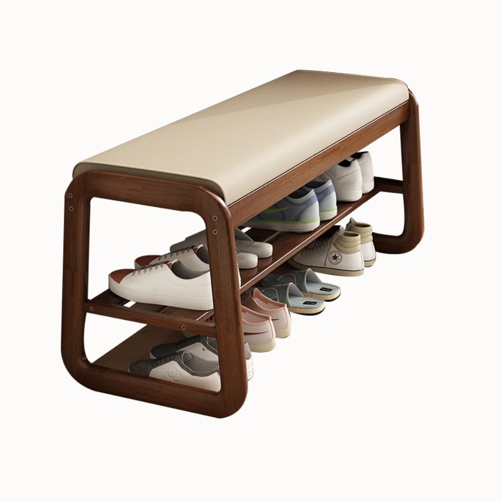 Banc à chaussures pour couloir et entrée chaleureuse en bois de bambou