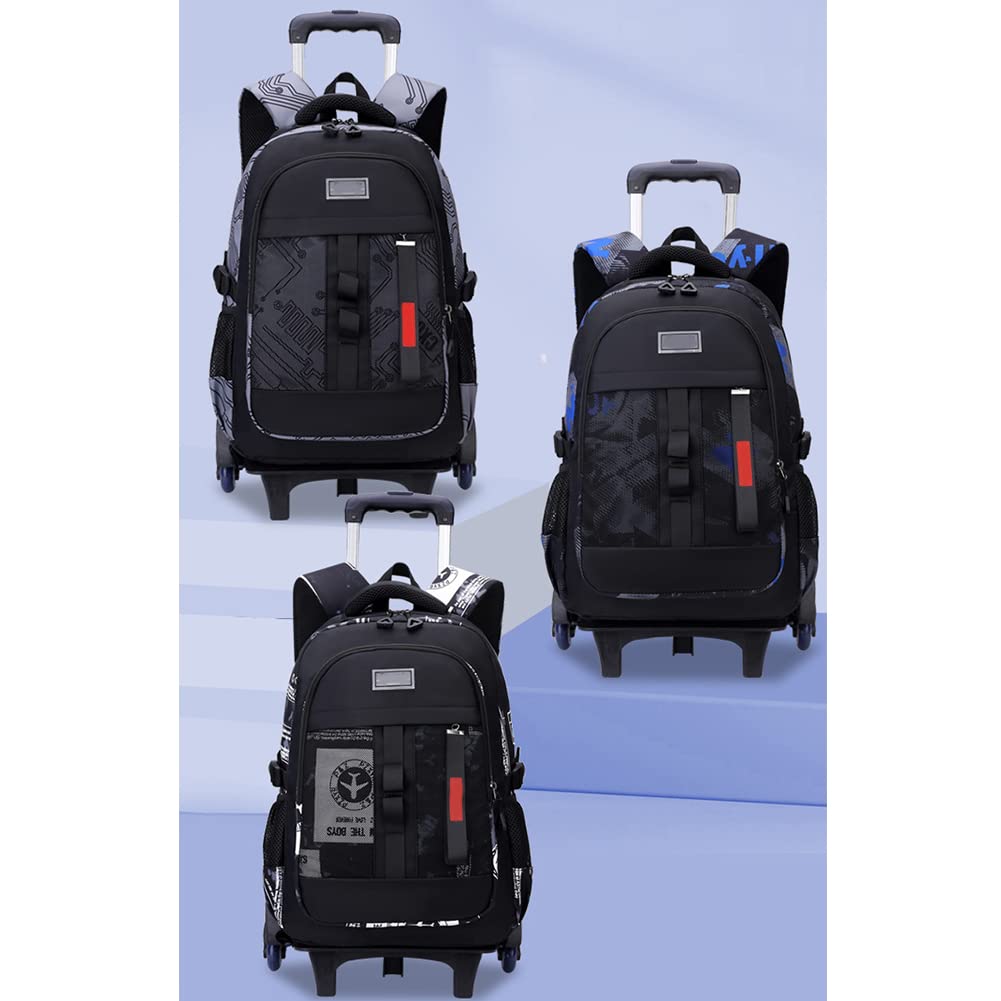 Sac à Dos à Roulettes Fille Garcon Scolaire Roulant Chariot Cartables Roulette Bagages Cabine Voyage Sac à Dos Scolaire
