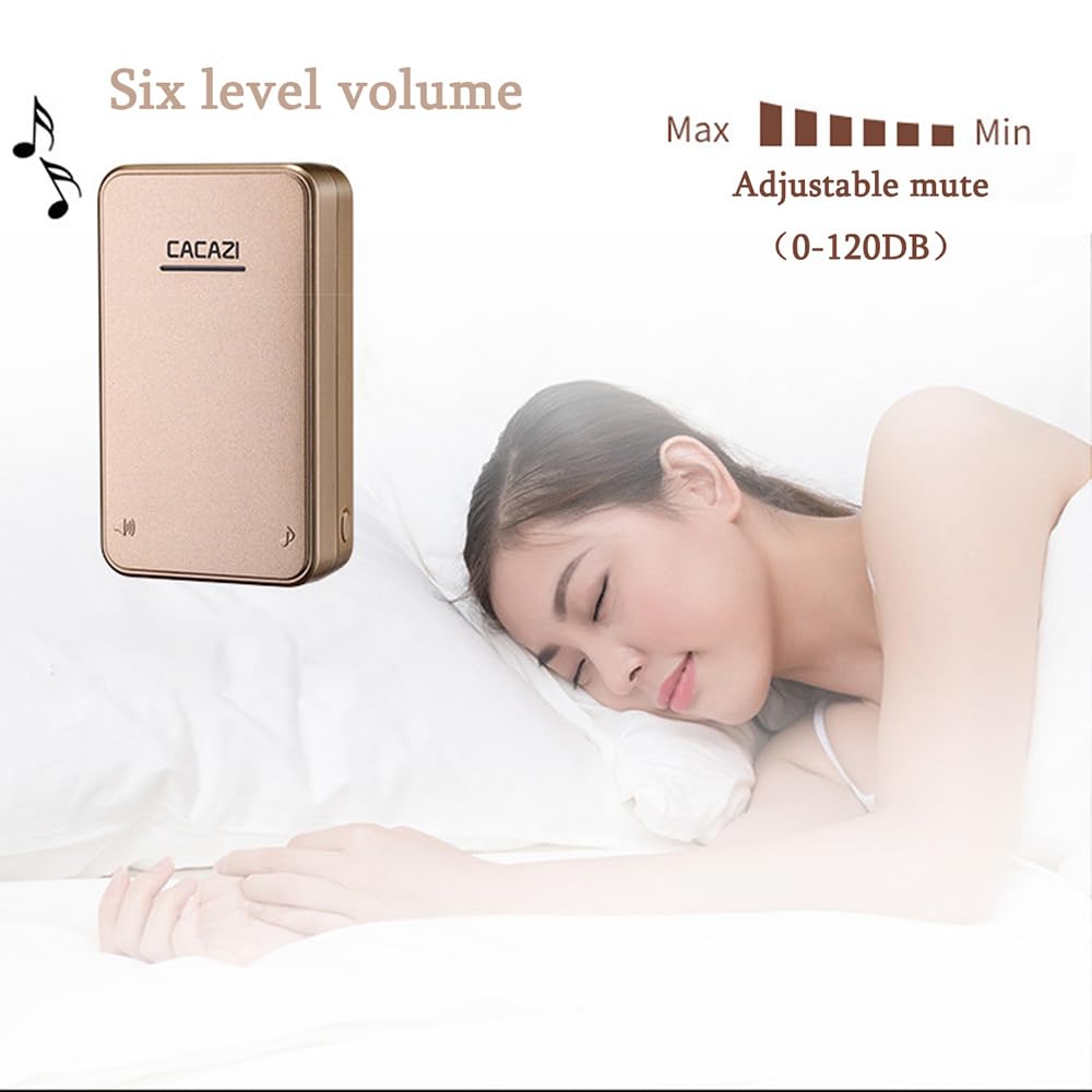 Timbre Inalámbrico con Enchufe Timbre Impermeable para Puerta, 48 Melodías Rango de 200M de Distancia Timbre para Casa, 6 Niveles de Volumen, No Necesita Batería,Negro
