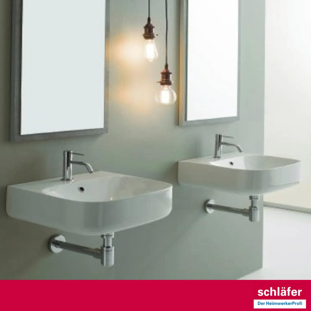 Schläfer 3939603 | Sifone Universale Salvaspazio per Scarico Lavandino Bagno a Vista in Ottone Cromato, Telescopico e Regolabile, per Lavabi Bagno e Bidet a Appoggio o Sospesi, Scarico 1"1/4