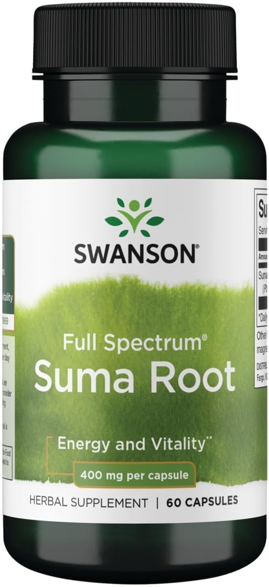 Swanson Full Spectrum Suma Root 400 mg for Vitality, 60 Capsules 60 Count (Pack of 1)
