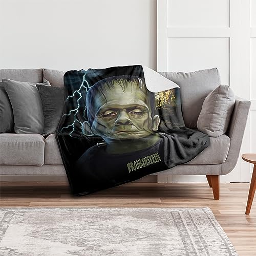 Logovision Universal Monsters Blanket, 50 Inchx60 Inch Frankenstein Head Silky Touch Sherpa Back Super Soft Throw Blanket thumb #5