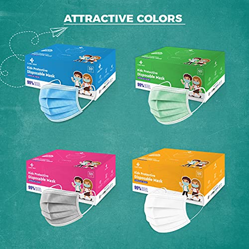 Image of Careview N95 KIDS 4 Ply Disposable Surgical Face Masks Pack of 100, White Color (KIDS-4PLY-MASK)